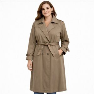 Vintage Women's Trench Coat Removeable Lining Belted  14 Petite Tan John Weitz